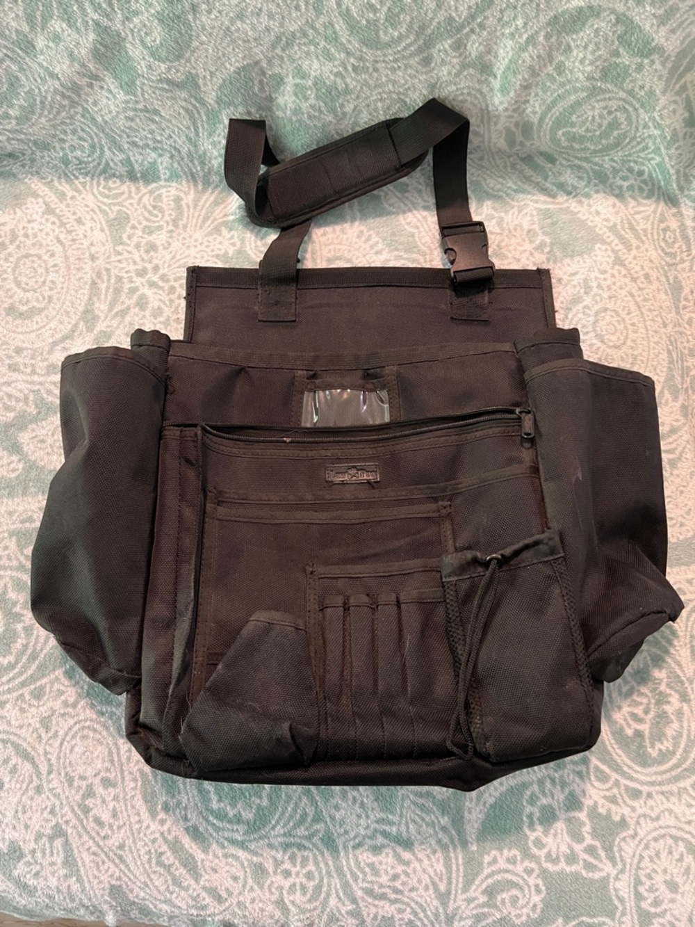 Black Men's Utility Vehicle Seat Organization Bag with Adjustable Shoulder Strap
